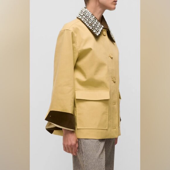 Veronica Beard Arlen Crystal Collar Cotton Dickey Coat - Picture 2 of 14